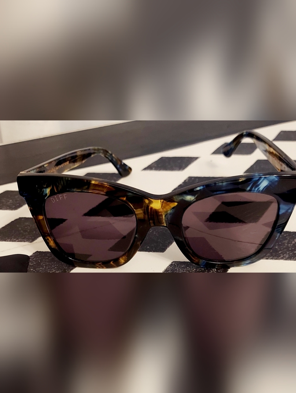 DIFF Tortoiseshell Cat-Eye Sunglasses with Dark Lenses